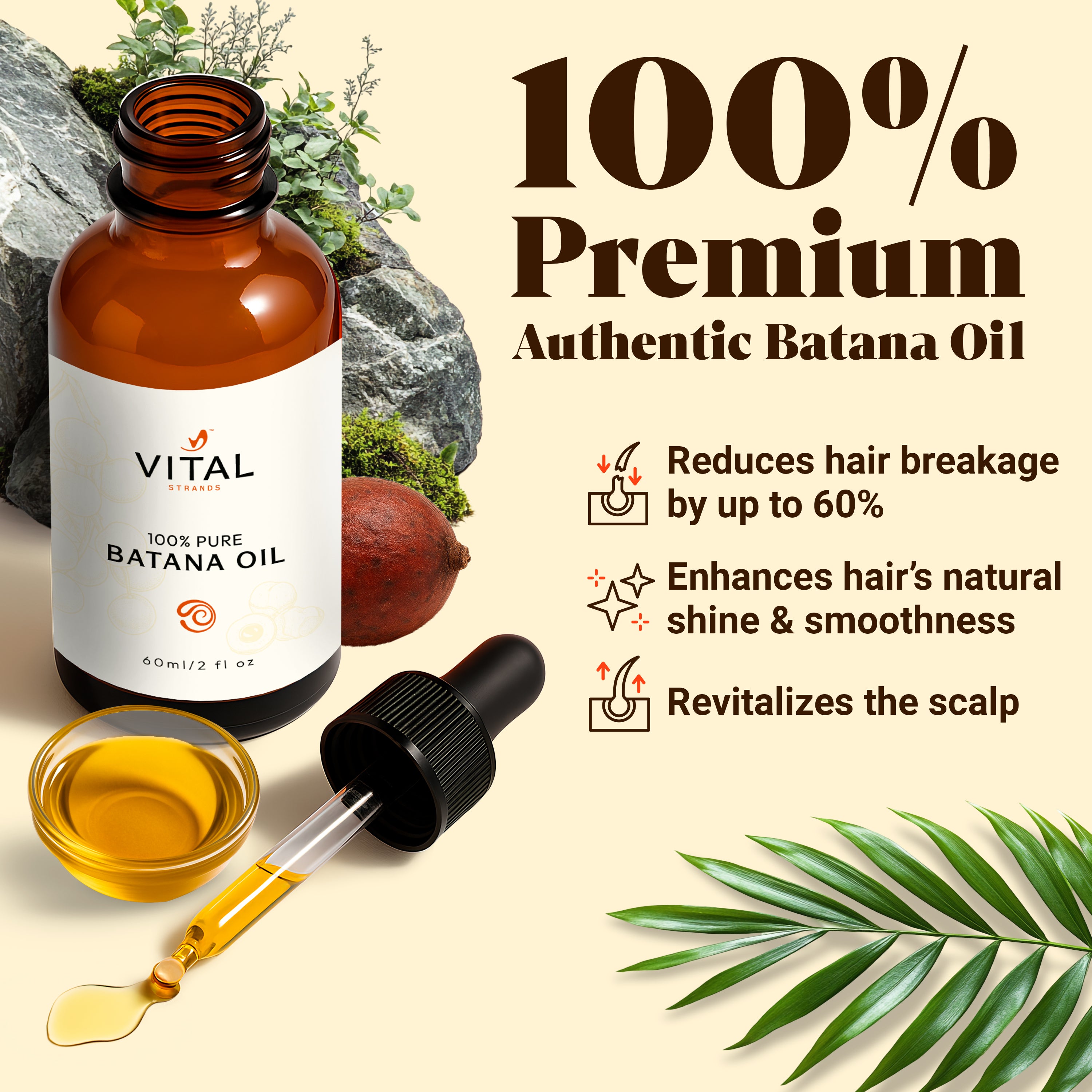 Vital Strands Batana Oil - Naturally Nourishes To Leave Hair Soft, Balanced, and Radiant